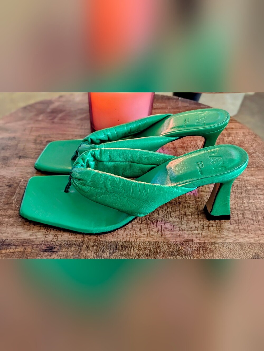 Day Birger et Mikkelsen Nathalie- Strap Sandal (bright green leather heels) - Picture 2 of 13